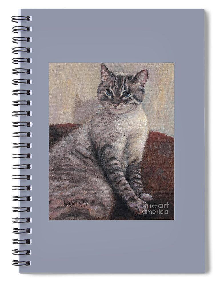 Cat Spiral Notebook featuring the painting A Regal Pose by Wendy Ray
