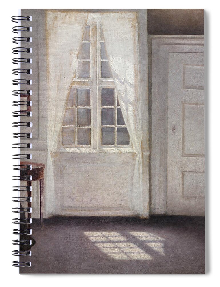 Danish Painters Spiral Notebook featuring the painting A Room in the Artist's Home in Strandgade by Vilhelm Hammershoi