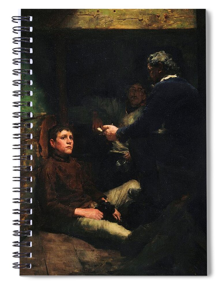 Henry Spiral Notebook featuring the painting A Sailors Yarn by Henry Scott Tuke