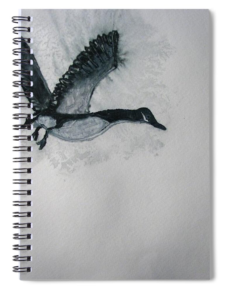 Birds Spiral Notebook featuring the painting A single Goose by Patricia Arroyo