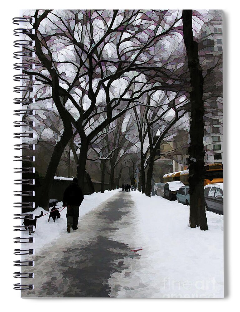 Winter Spiral Notebook featuring the digital art A Slow Winter Day by Xine Segalas