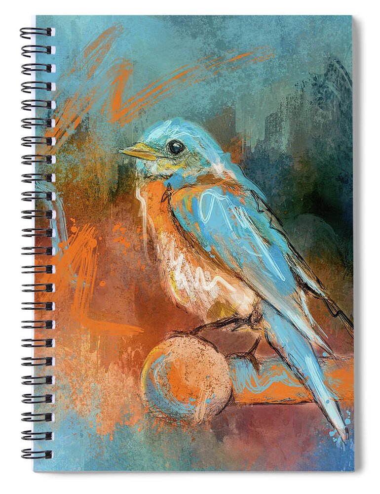Jai Johnson Spiral Notebook featuring the painting A Splash of Bluebird by Jai Johnson