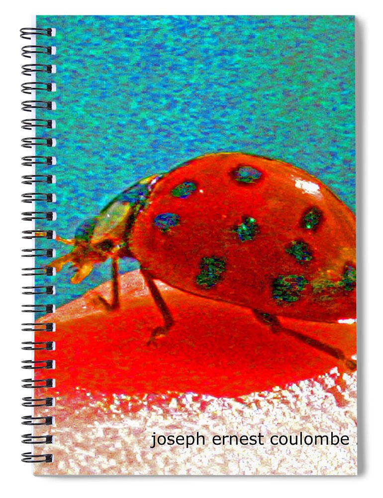 Lady Bug Spiral Notebook featuring the digital art A Spring Lady Bug by Joseph Coulombe