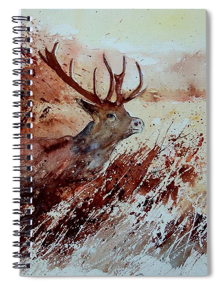 Animal Spiral Notebook featuring the painting A Stag by Pol Ledent