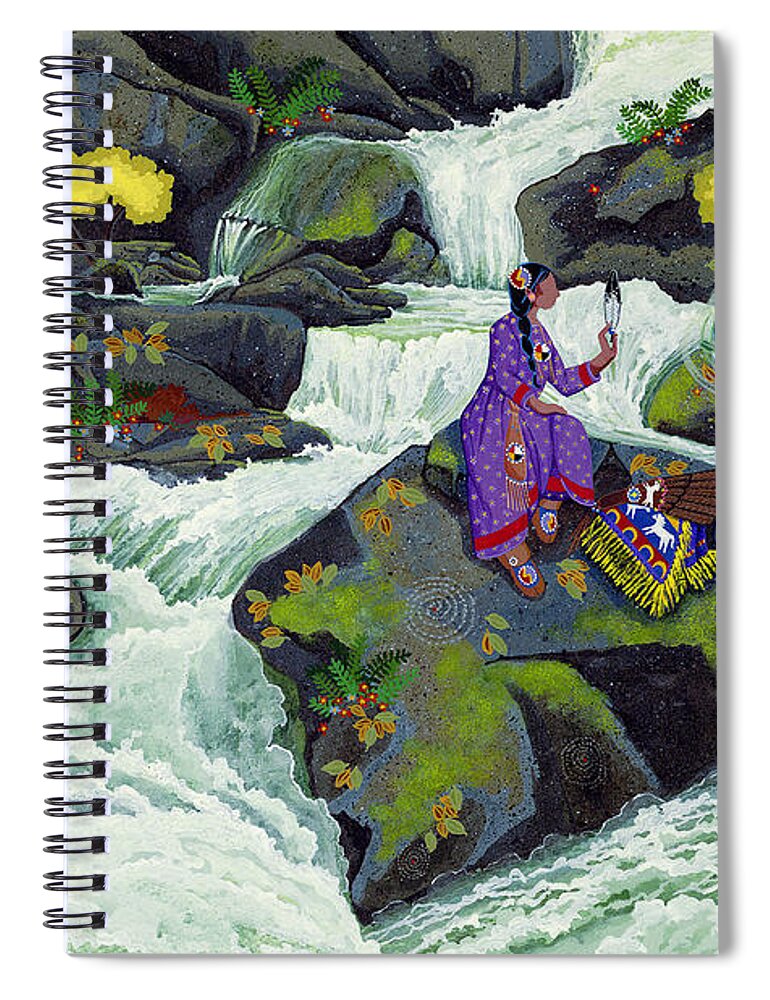 Native American Spiral Notebook featuring the painting A Visit from Whirlwind by Chholing Taha