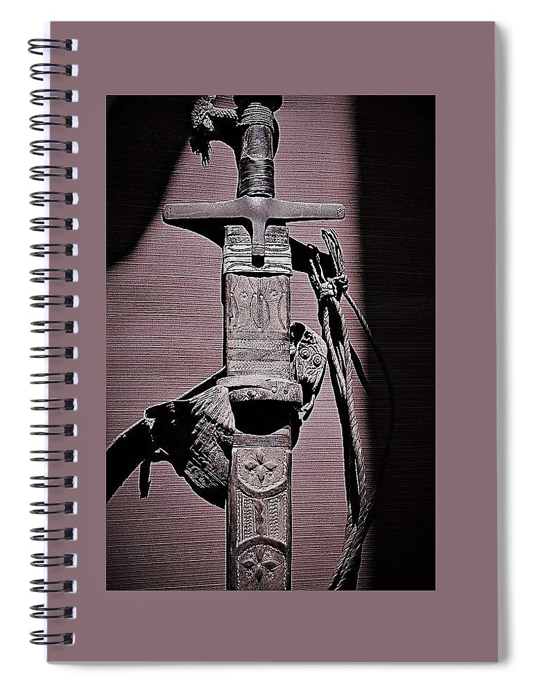 Sword Spiral Notebook featuring the photograph A Warriors Sword by John Glass