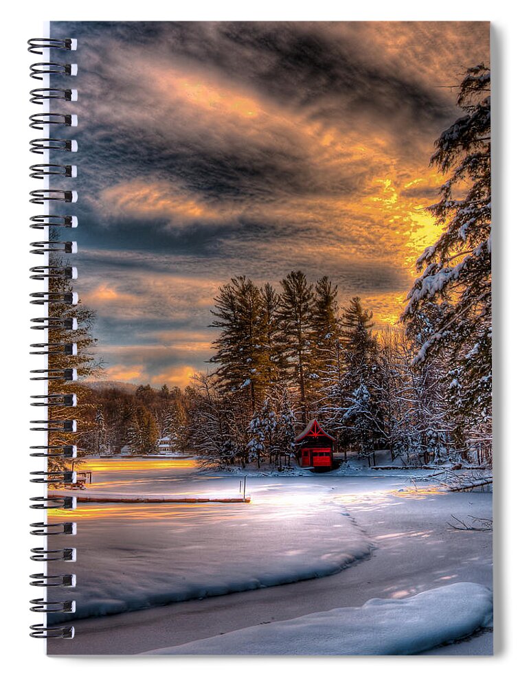 A Winter Sunset Spiral Notebook featuring the photograph A Winter Sunset by David Patterson