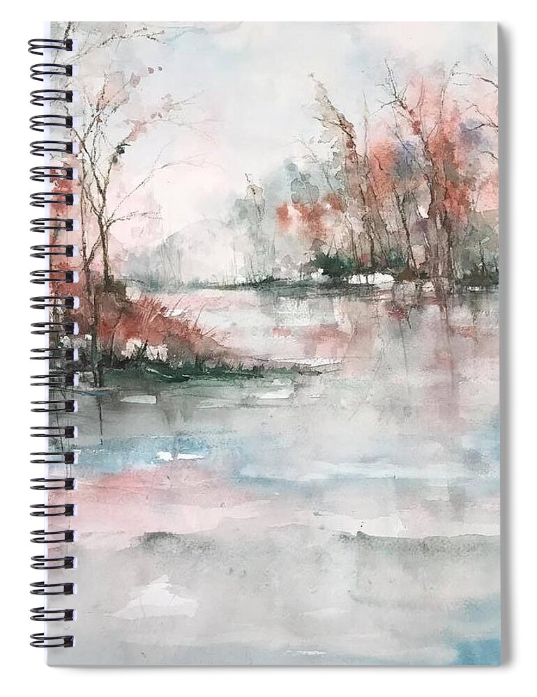 Winter Spiral Notebook featuring the painting A Winters Dawn by Robin Miller-Bookhout