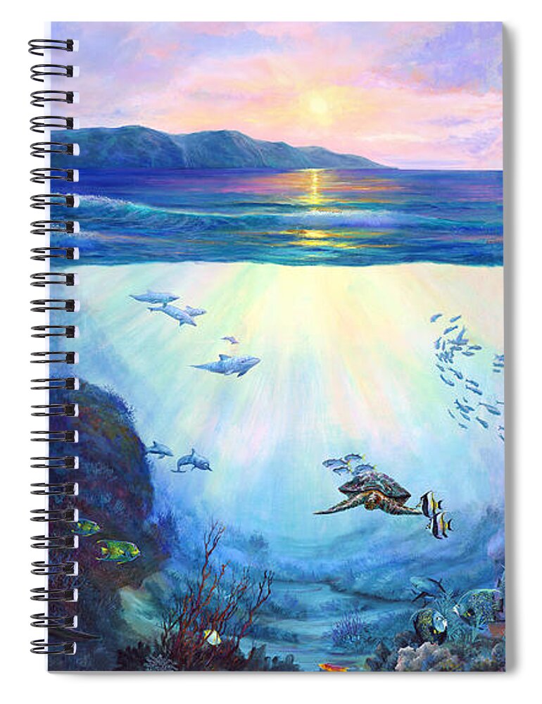 Large Sea Painting Spiral Notebook featuring the painting A World Apart by Lynne Pittard