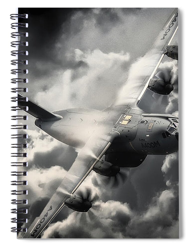 Airbus Spiral Notebook featuring the digital art A400M Grizzly by Airpower Art