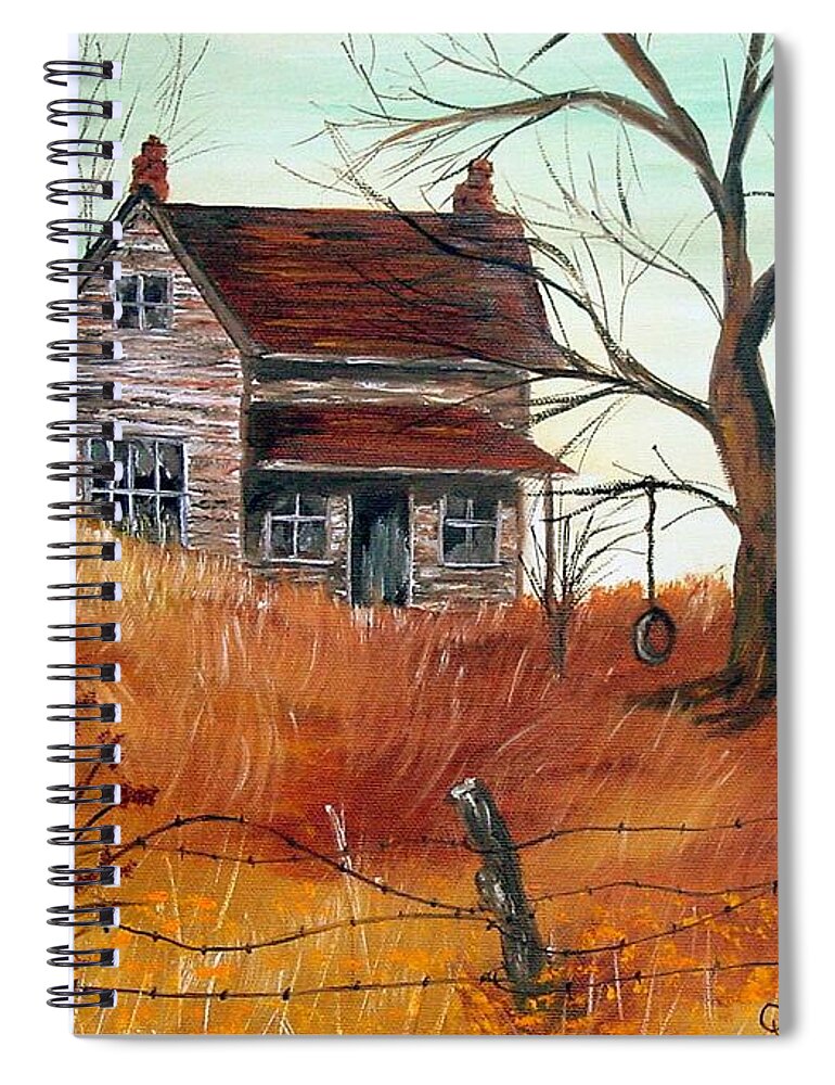 Landscape Spiral Notebook featuring the painting Abandoned Farmhouse by Quwatha Valentine