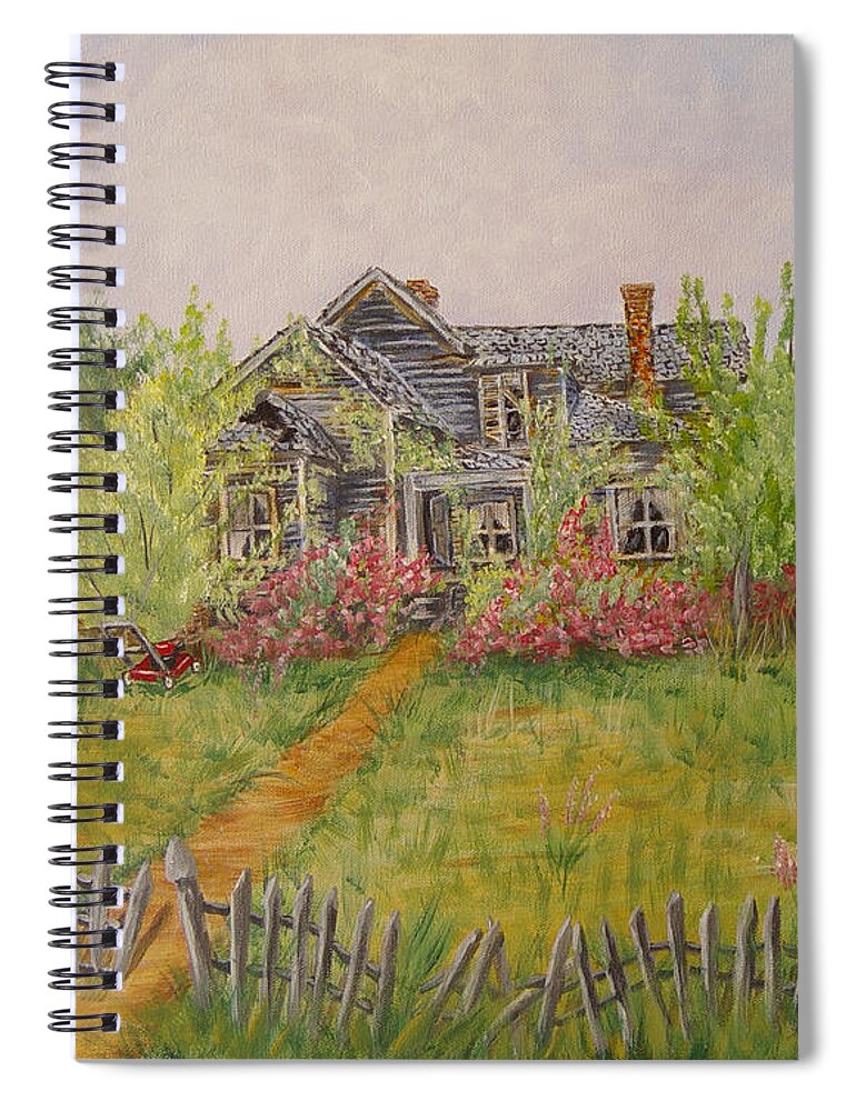 Landscape Spiral Notebook featuring the painting Abandoned House by Quwatha Valentine