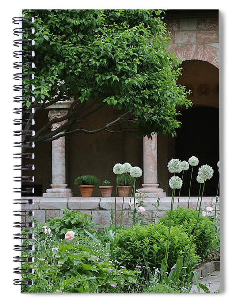 Card Spiral Notebook featuring the digital art Abbey in Spring by Yvonne Wright