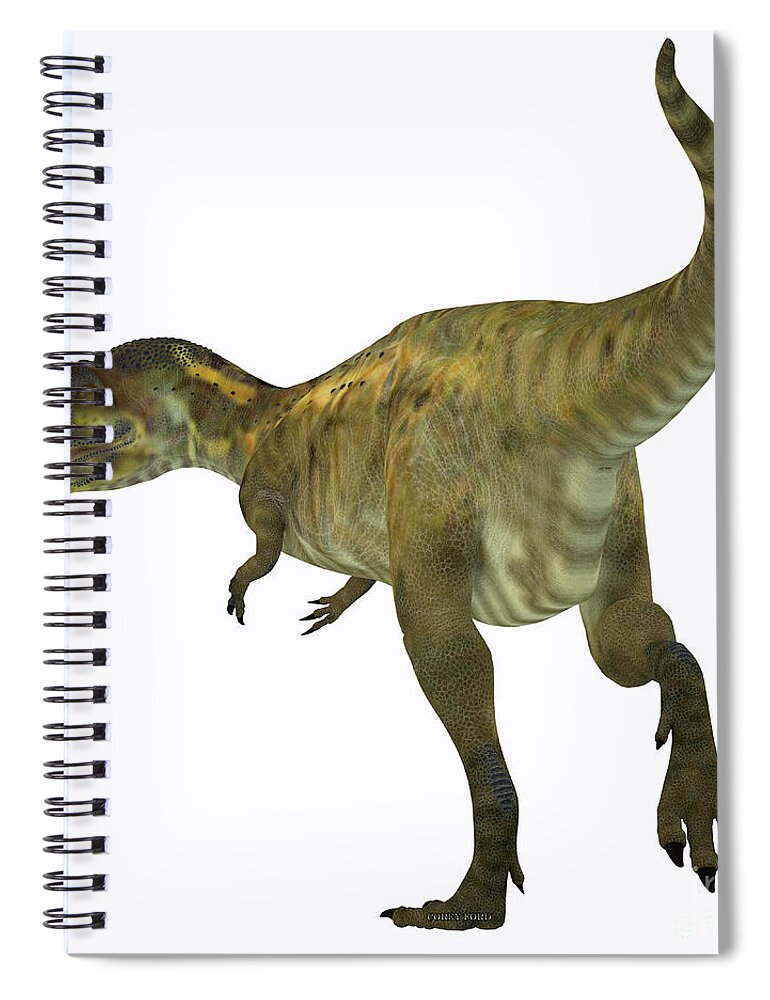 Abelisaurus Spiral Notebook featuring the digital art Abelisaurus Dinosaur Tail by Corey Ford