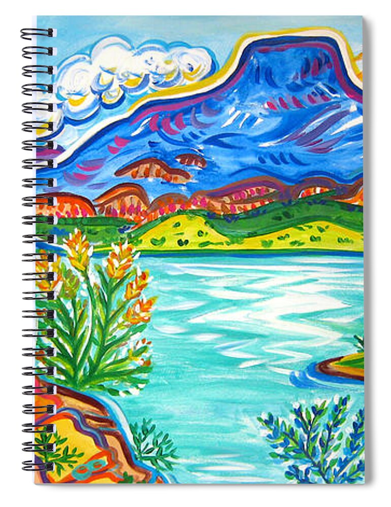 Colorful Landscapes Spiral Notebook featuring the painting Abiquiu Lake by Rachel Houseman