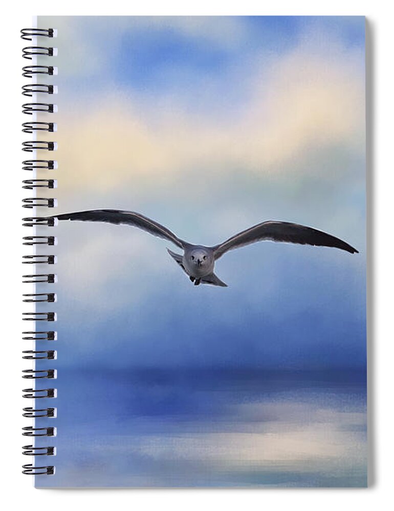 Seagull Spiral Notebook featuring the photograph Above the Sea by Kim Hojnacki