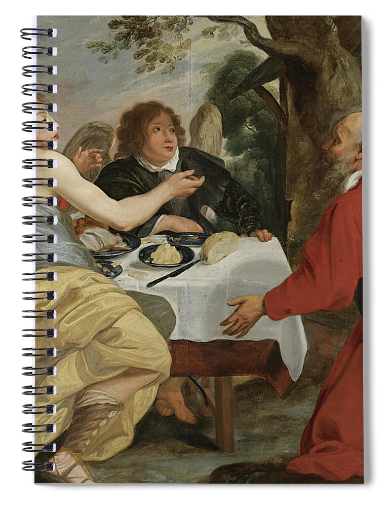 Flemish School Spiral Notebook featuring the painting Abraham and the Angels by Flemish School