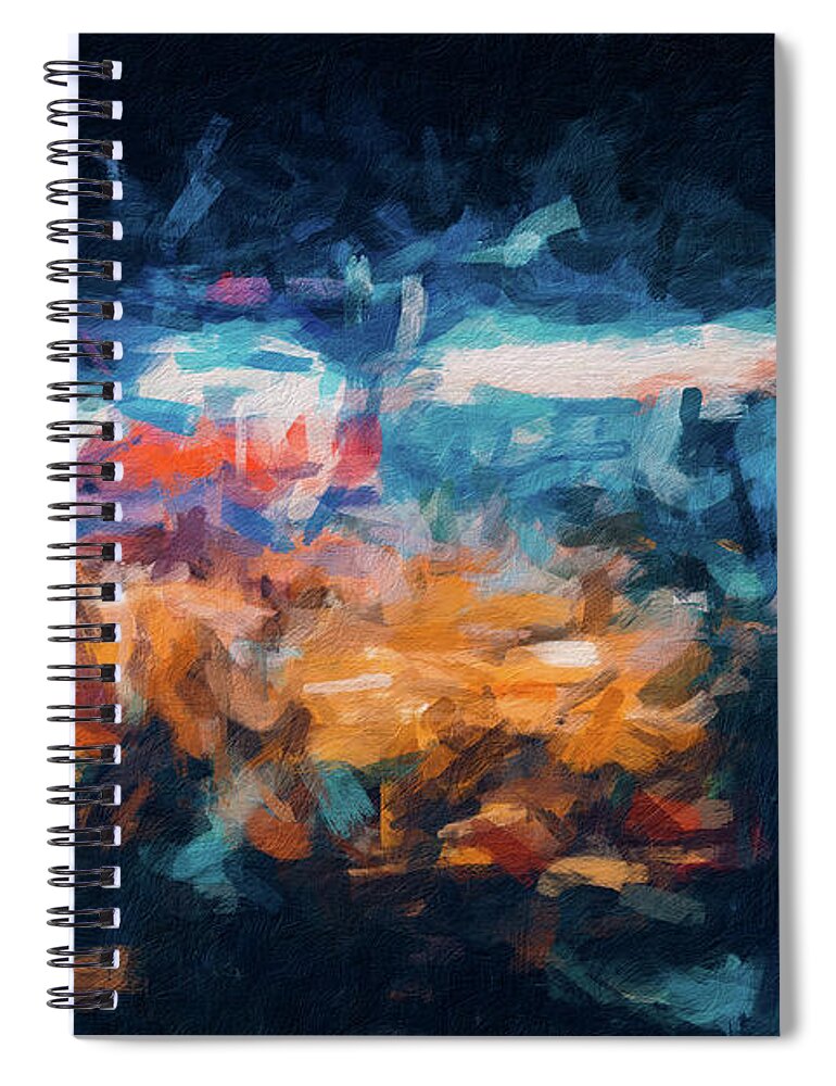 Brushstroke Spiral Notebook featuring the digital art Abstract 110 digital oil painting on canvas full of texture and brig by Amy Cicconi