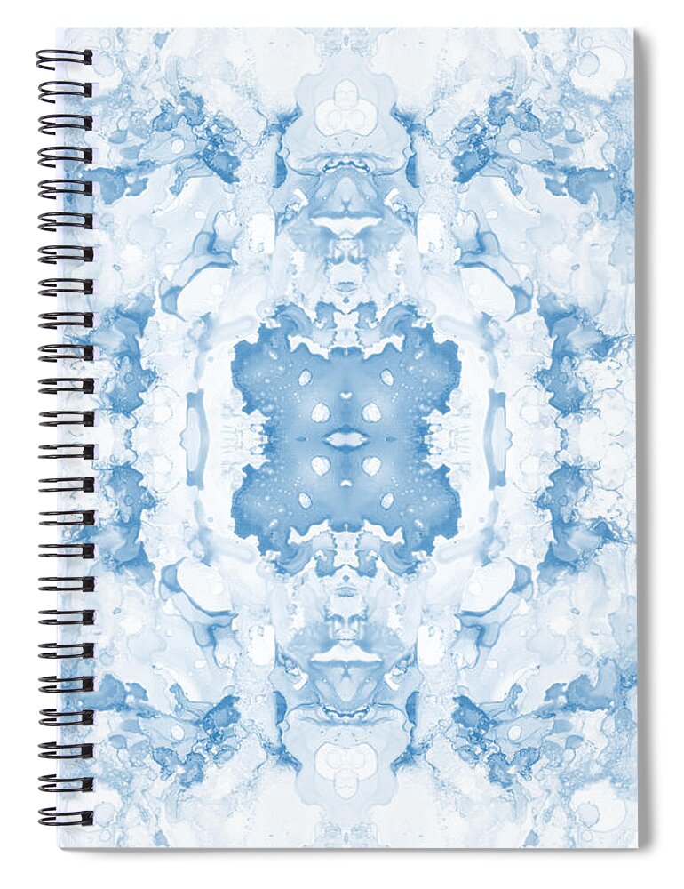 Abstract Spiral Notebook featuring the mixed media Abstract 20 Blue by Lucie Dumas