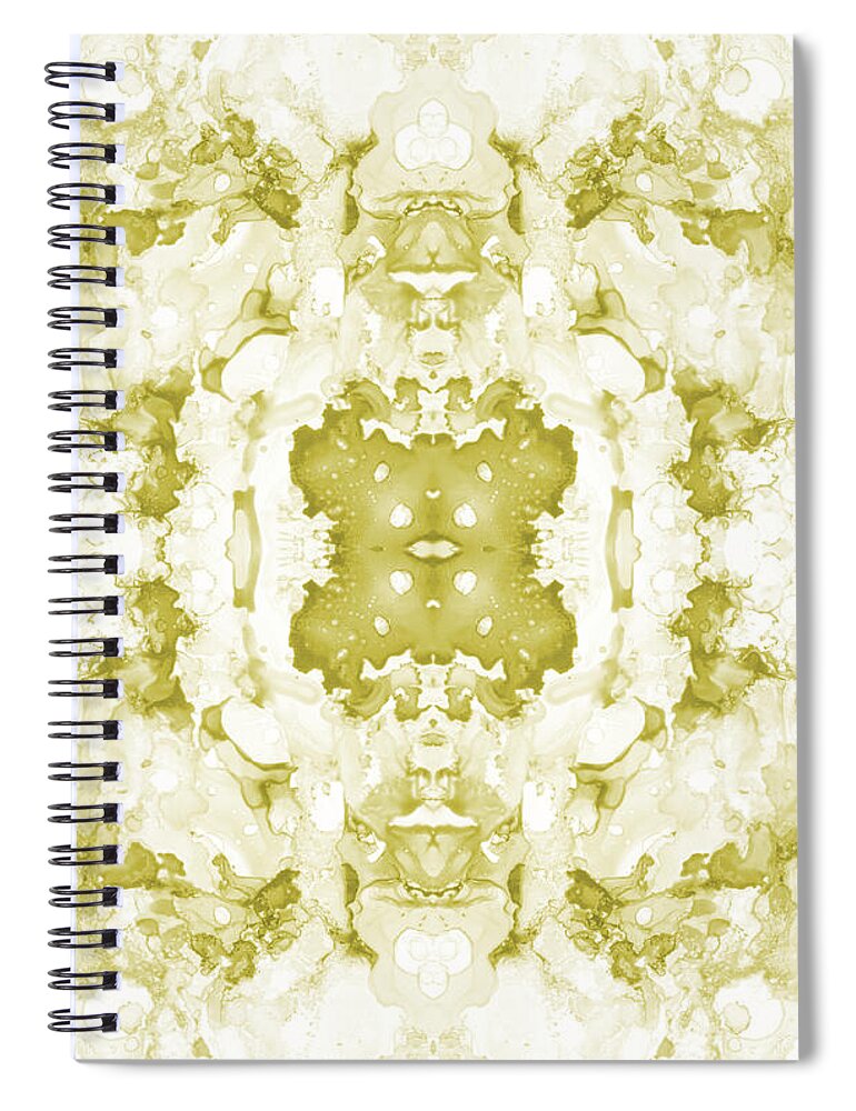 Abstract Spiral Notebook featuring the mixed media Abstract 20 Green by Lucie Dumas
