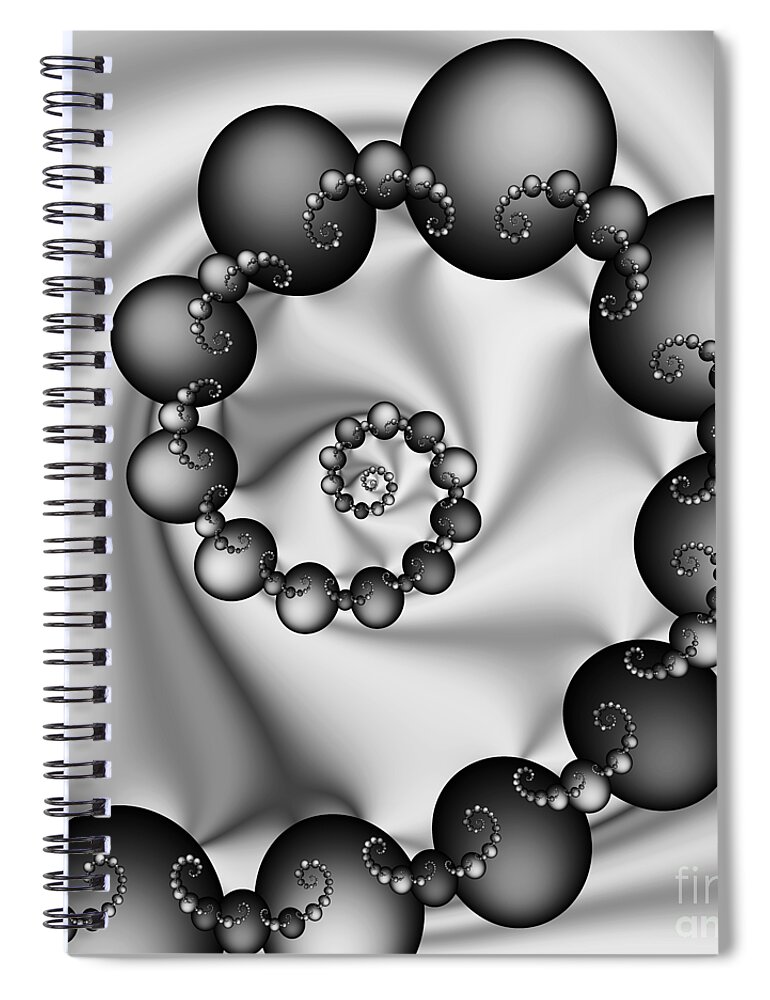 Scientific Art Spiral Notebook featuring the digital art Abstract 537 BW by Rolf Bertram
