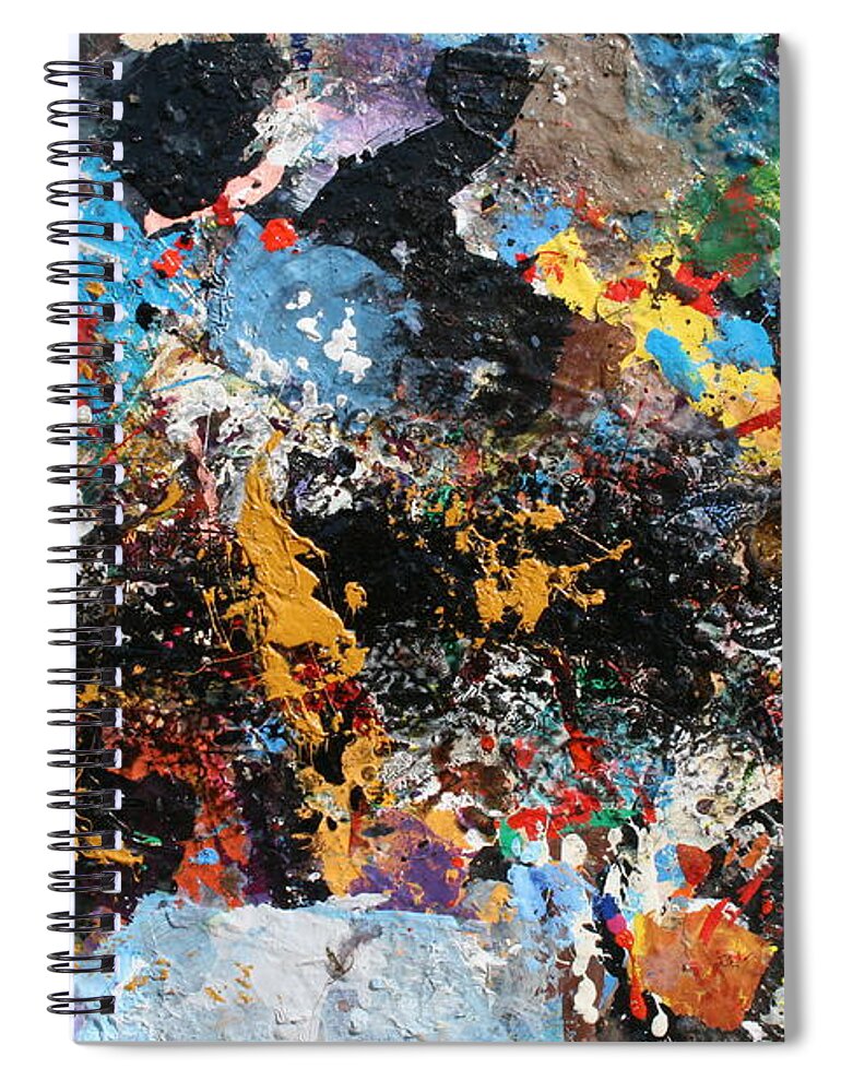 Abstract Oll Collage Blasting With Intense Color Explosion Blues Spiral Notebook featuring the painting Abstract Blast by Melinda Saminski