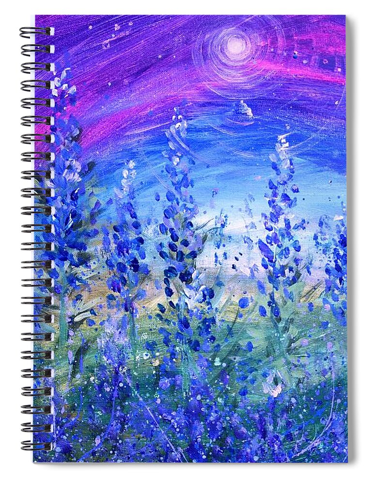 Bluebonnets Spiral Notebook featuring the painting Abstract Bluebonnets by J Vincent Scarpace