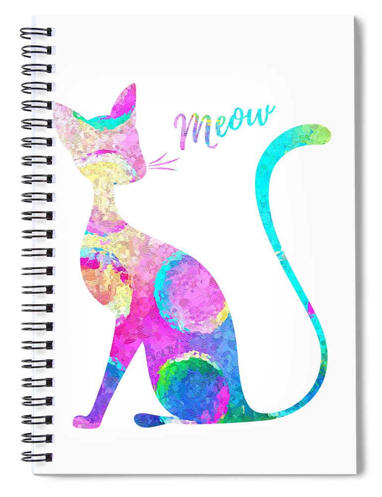 Watercolor Spiral Notebook featuring the painting Abstract Cat by Zuzi 's