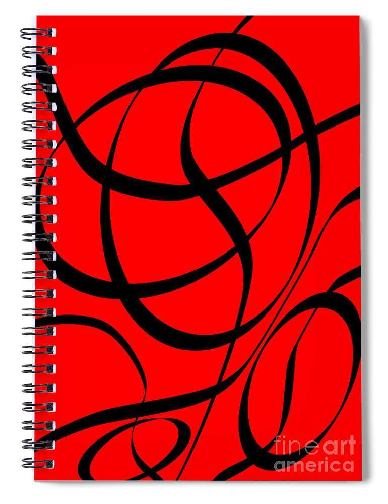 Abstract Spiral Notebook featuring the digital art Abstract Design in Red and Black by David Gordon