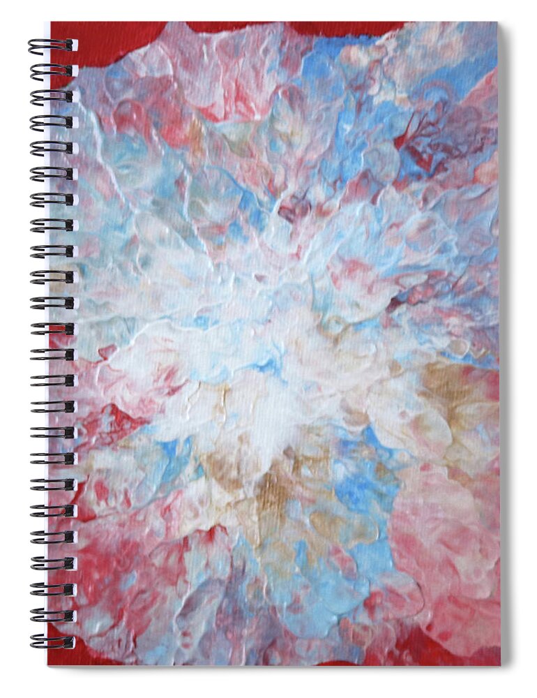 Flowers Spiral Notebook featuring the painting Abstract Flower in Red Surround by Deborah Boyd