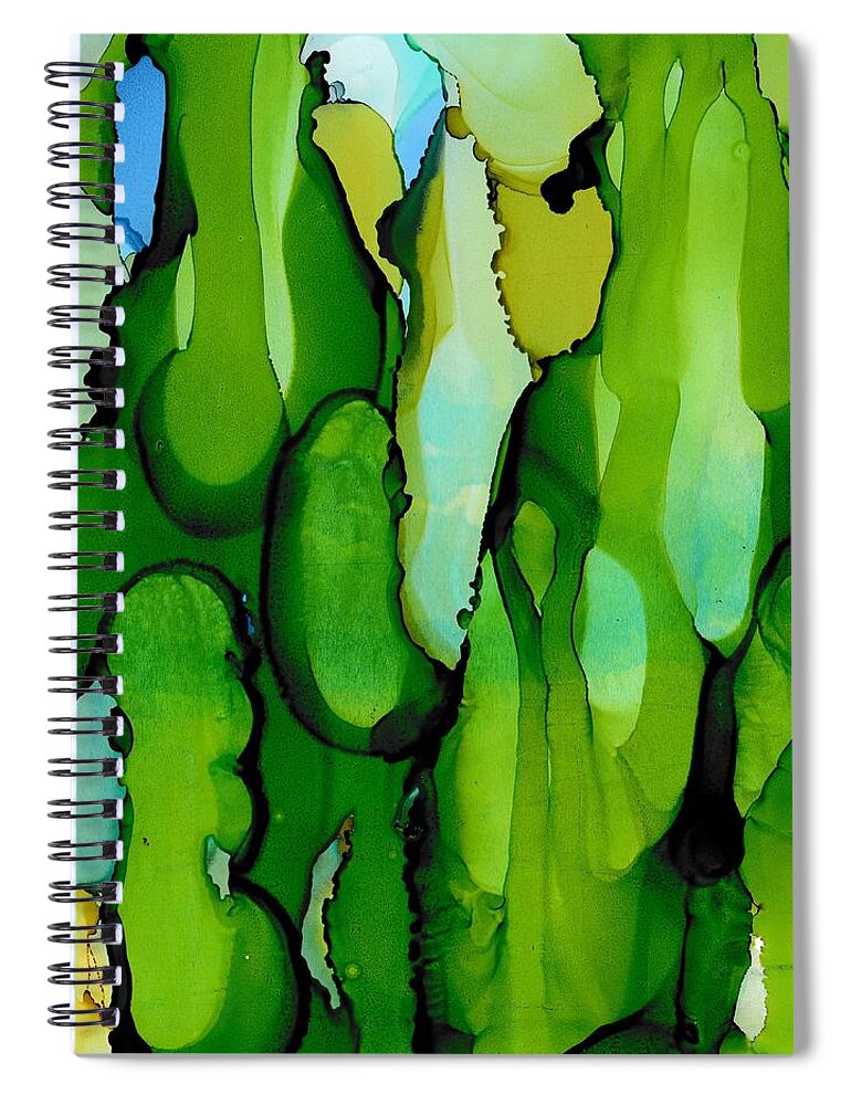 Abstract Spiral Notebook featuring the painting Abstract Forest by Louise Adams