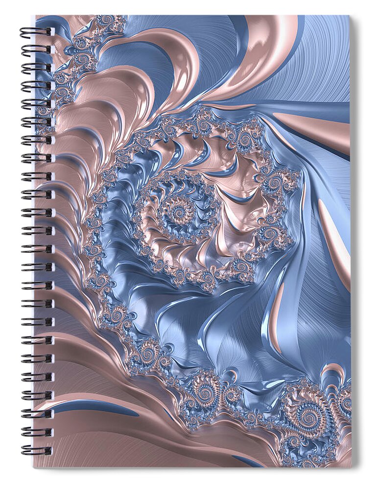 Pink Spiral Notebook featuring the digital art Abstract fractal art Rose Quartz and Serenity by Matthias Hauser