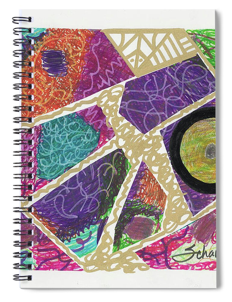  Spiral Notebook featuring the drawing Puzzle Jungle by Susan Schanerman