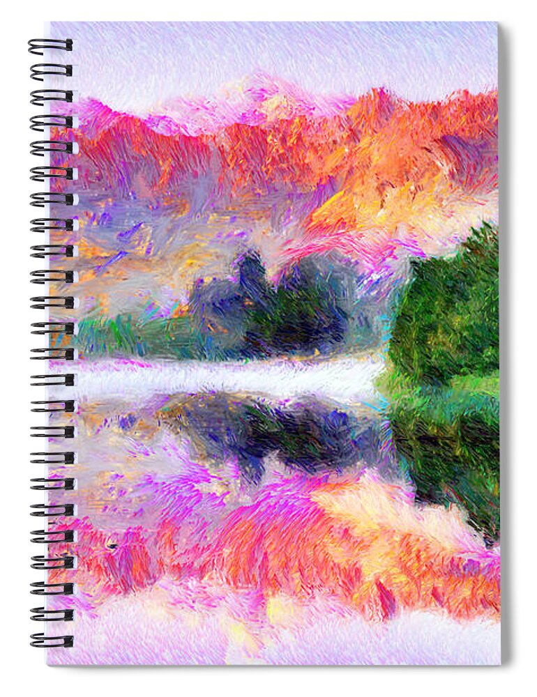 Rafael Salazar Spiral Notebook featuring the mixed media Abstract Landscape 0743 by Rafael Salazar