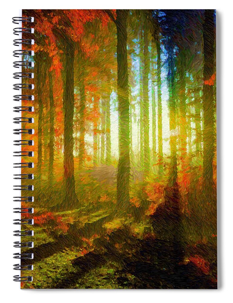 Rafael Salazar Spiral Notebook featuring the mixed media Abstract Landscape 0745 by Rafael Salazar