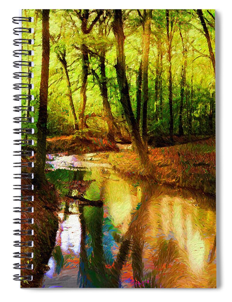 Rafael Salazar Spiral Notebook featuring the mixed media Abstract Landscape 0747 by Rafael Salazar