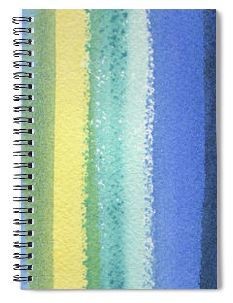 Abstract Lines Spiral Notebook featuring the painting Abstract Lines In Blue Yellow Green I by Irina Sztukowski
