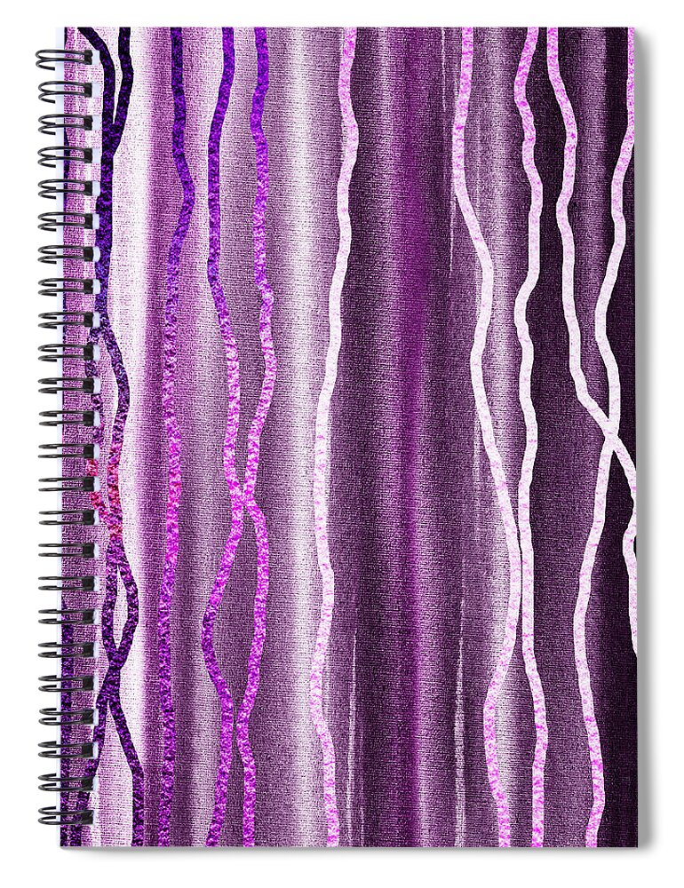 Abstract Line Spiral Notebook featuring the painting Abstract Lines On Purple by Irina Sztukowski