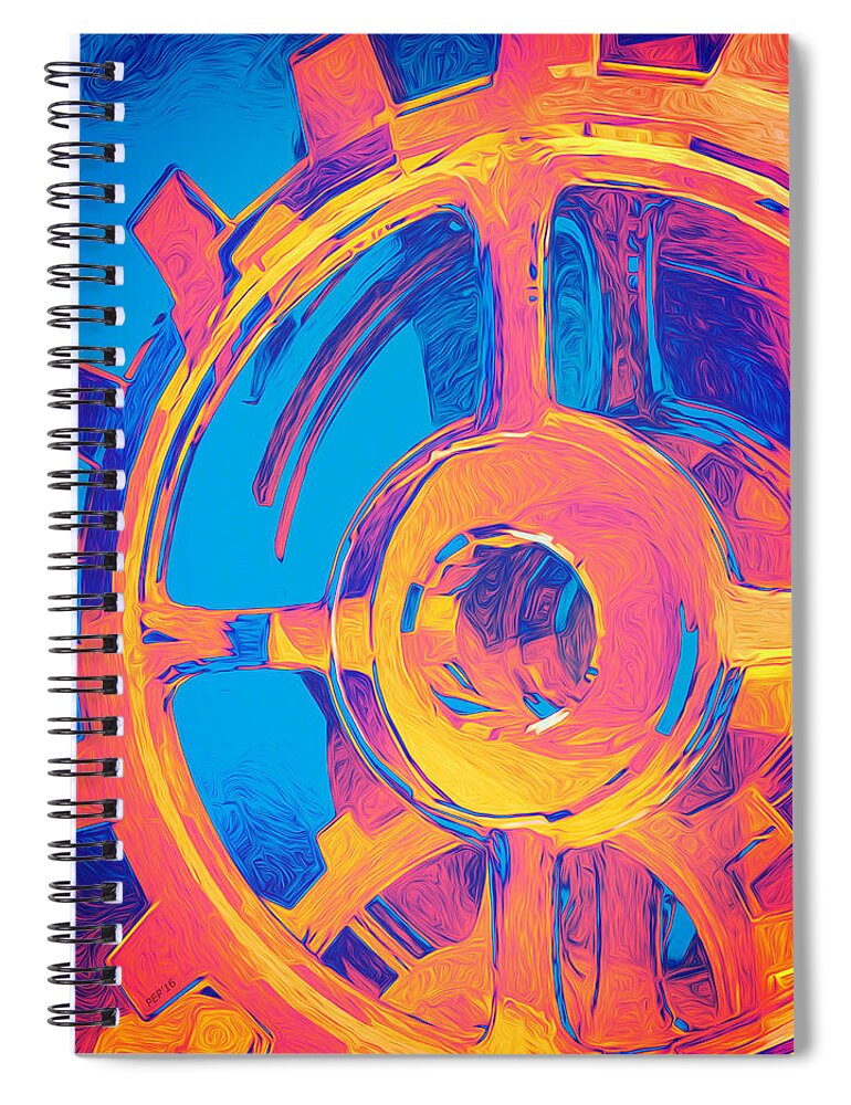 Surreal Spiral Notebook featuring the digital art Abstract Macro Gears by Phil Perkins