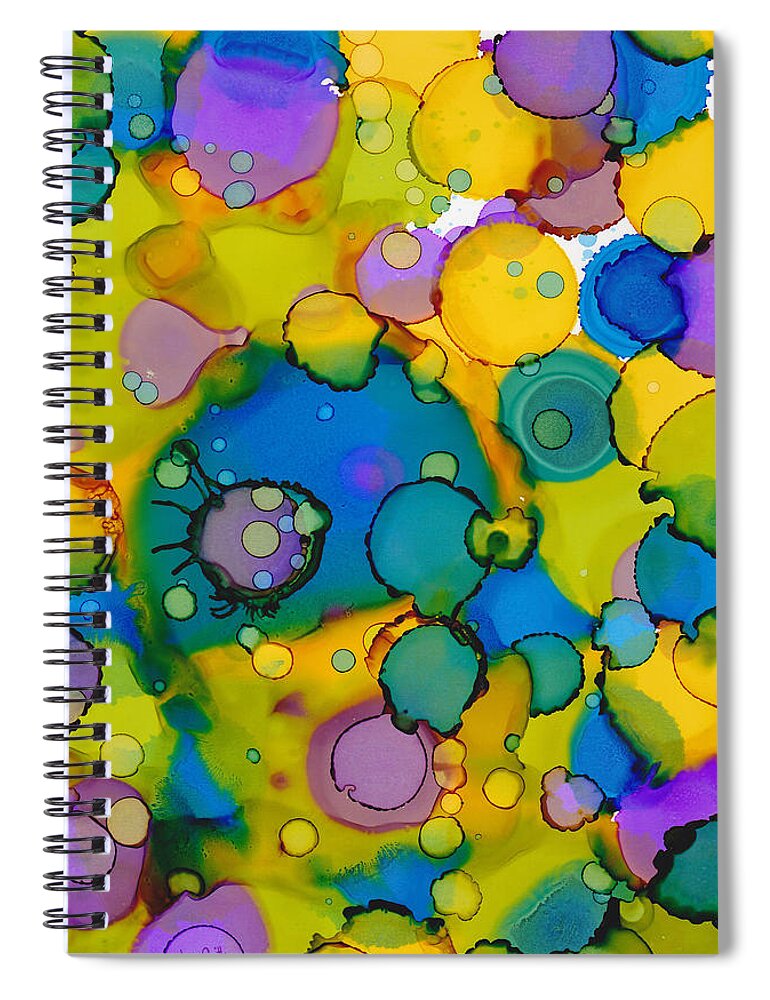 Alcohol Inks Spiral Notebook featuring the painting Abstract Microscope Party by Nikki Marie Smith