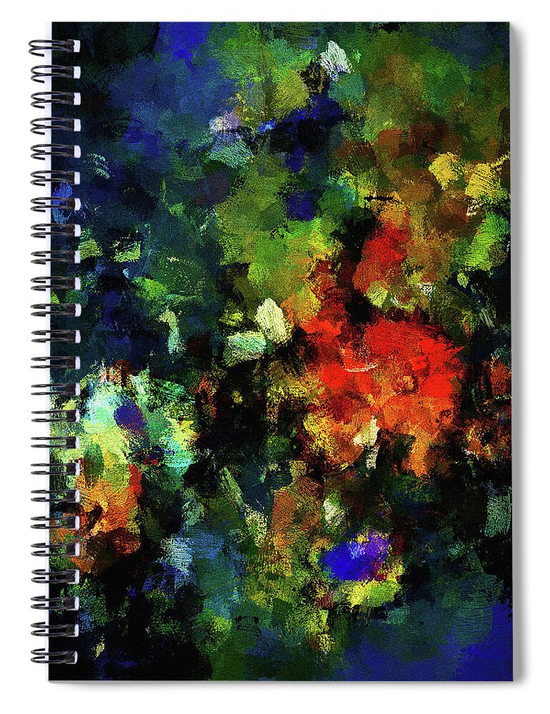 Abstract Spiral Notebook featuring the painting Abstract Painting in Dark Blue Tones by Inspirowl Design