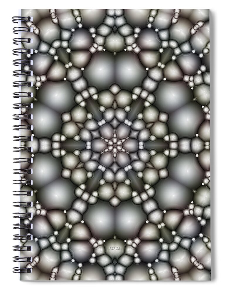 Symmetry Spiral Notebook featuring the digital art Abstract Reflective Mandala by Phil Perkins