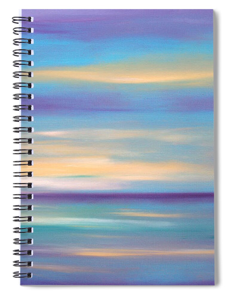 Oil Painting Sunsets Spiral Notebook featuring the painting Abstract Sunset in Purple Blue and Yellow by Gina De Gorna