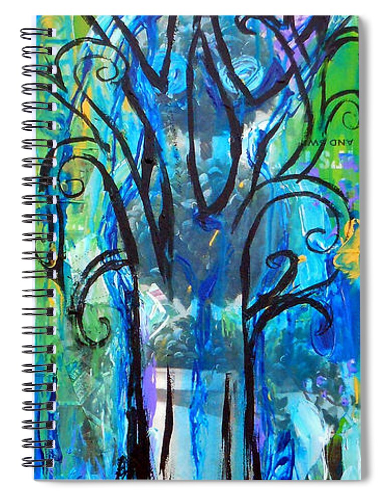 Absolution Spiral Notebook featuring the painting Abstract Tree In Spring by Genevieve Esson