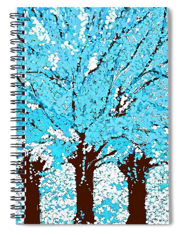 Trees Are Blue Spiral Notebook featuring the painting Abstract Trees Are Blue by Saundra Myles