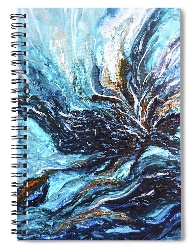 Abstract Spiral Notebook featuring the painting Abstract Water Dragon by Michelle Pier