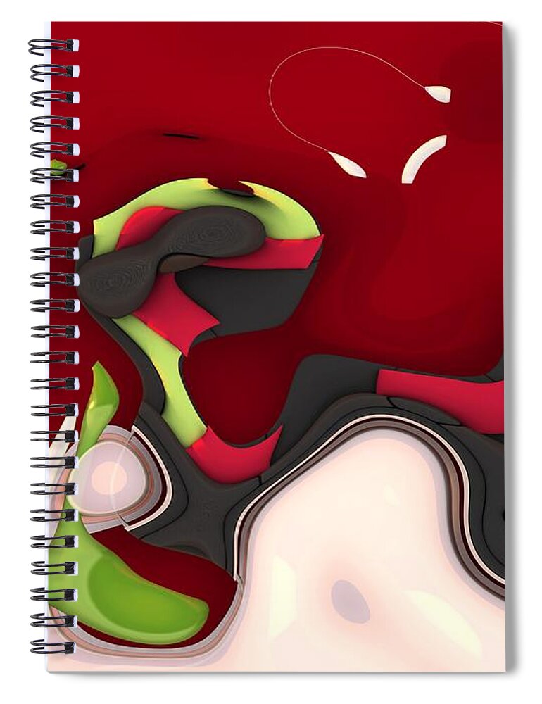 Red Spiral Notebook featuring the digital art Abstrakto - 95a by Variance Collections