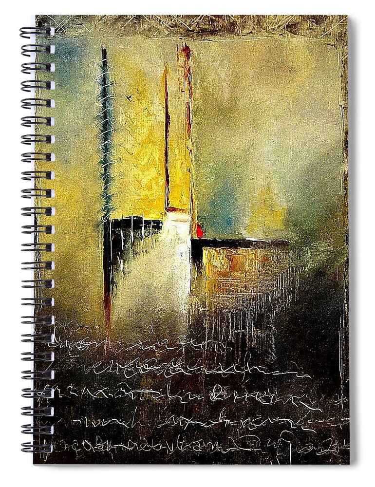 Abstract Spiral Notebook featuring the painting Abstrct 3 by Pol Ledent