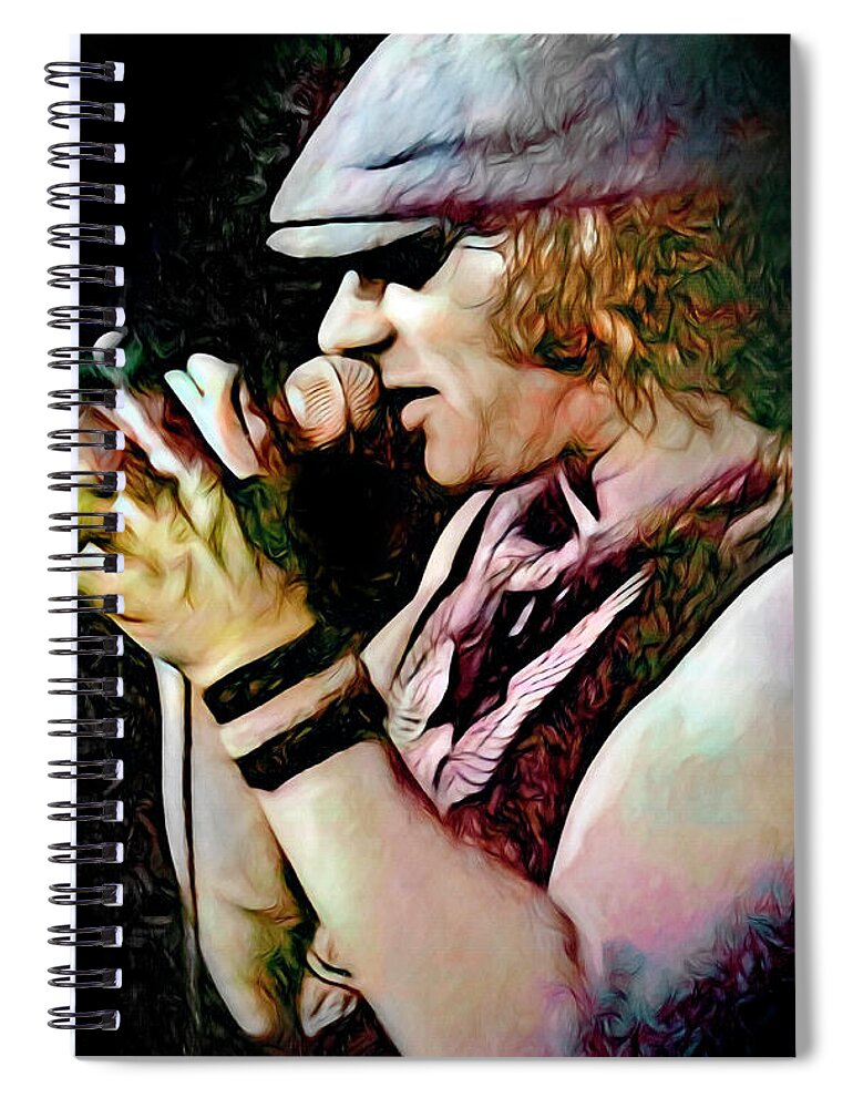 Ac/dc Spiral Notebook featuring the digital art AC/DC, Brian Johnson by Mal Bray