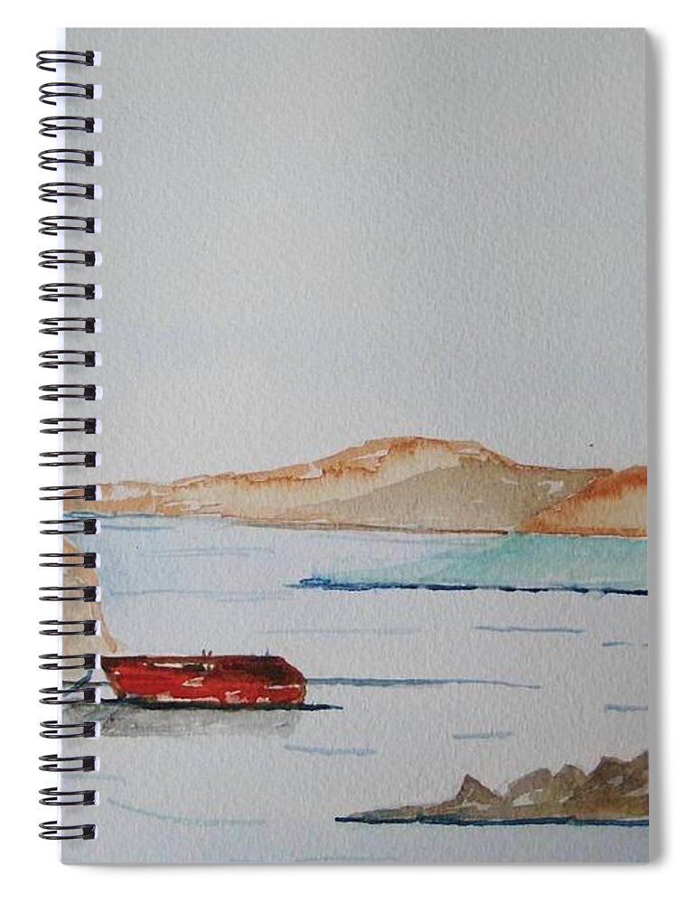 Ireland West Of Ireland Seaview Peaceful Day Spiral Notebook featuring the painting Achill II by Roger Cummiskey
